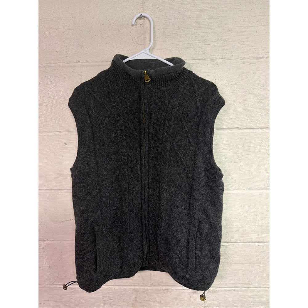 Aran Sweater Market Charcoal Gray Wool Zip-Up Cardigan Sweater Women's Size M - Picture 3 of 9